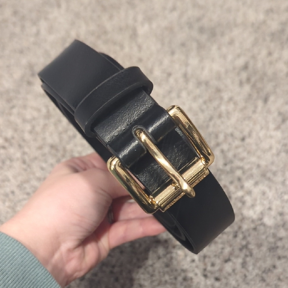 Michael Kors Black Belt with Gold Buckle